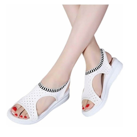White Knit Fashion Sandals – Size 9.5 - Picture 1 of 2